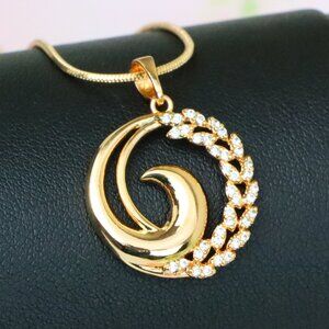 "Elegant Rose Gold Spiral Pendant with Sparkling Stone Accents, XPPT1243